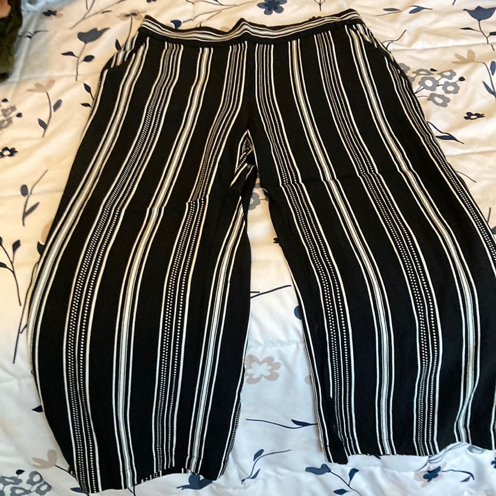 Loft brand black with white striped pants
